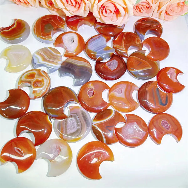 wholesale polishing high quality crystal carving crafts red sardonyx agate moon for sale gifts - Fairy healing crystal