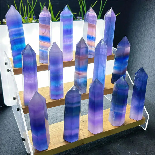 High Quality wholesale product purple Tower polishing Crystal crafts stone violet fluorite point For gift feng shui