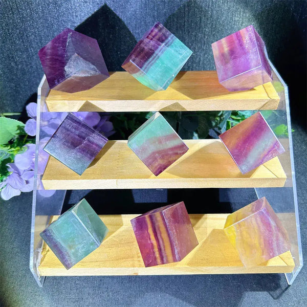 High Quality wholesale Crystal crafts Rubik's cube Polishing natural Product candy fluorite cube For Christmas Gifts