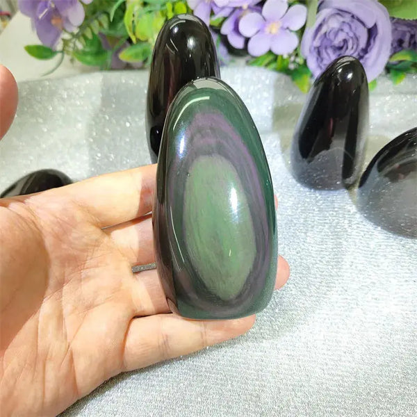 High Quality Crystals Healing Stone Free Form Polishing Rainbow obsidian Free From Crafts For Decoration