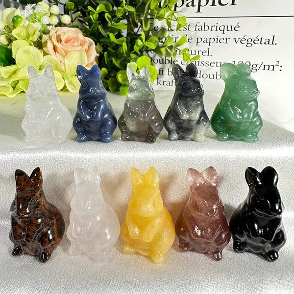 Wholesale high quality natural crystal Mixed Materials rabbit Carving crafts For Decoration - Fairy healing crystal