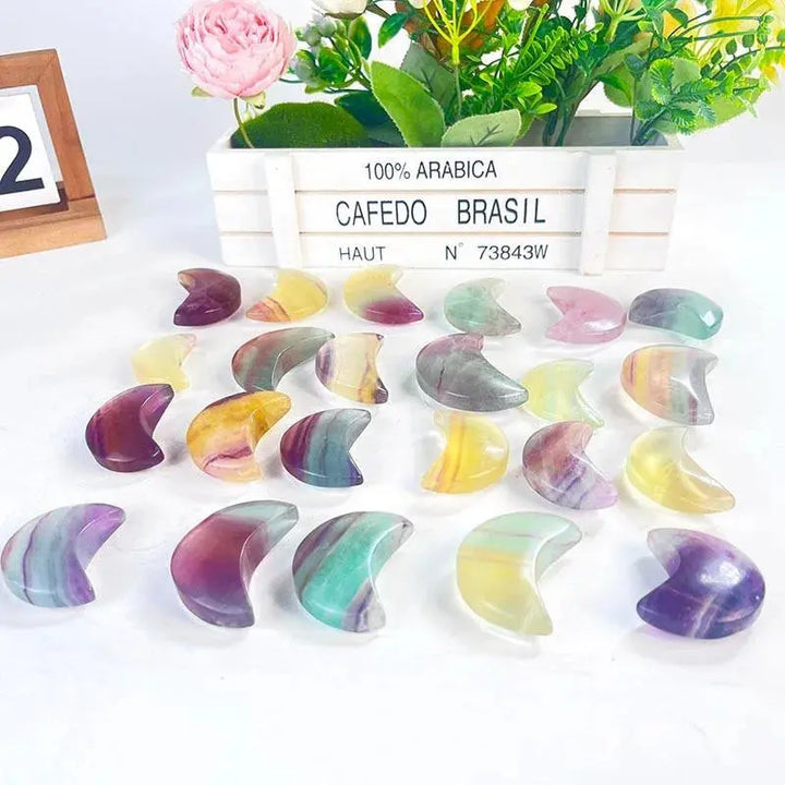 New Arrival Natural Crystal Crafts Healing Stones Rainbow Fluorite Moon for Decoration - Fairy healing crystal