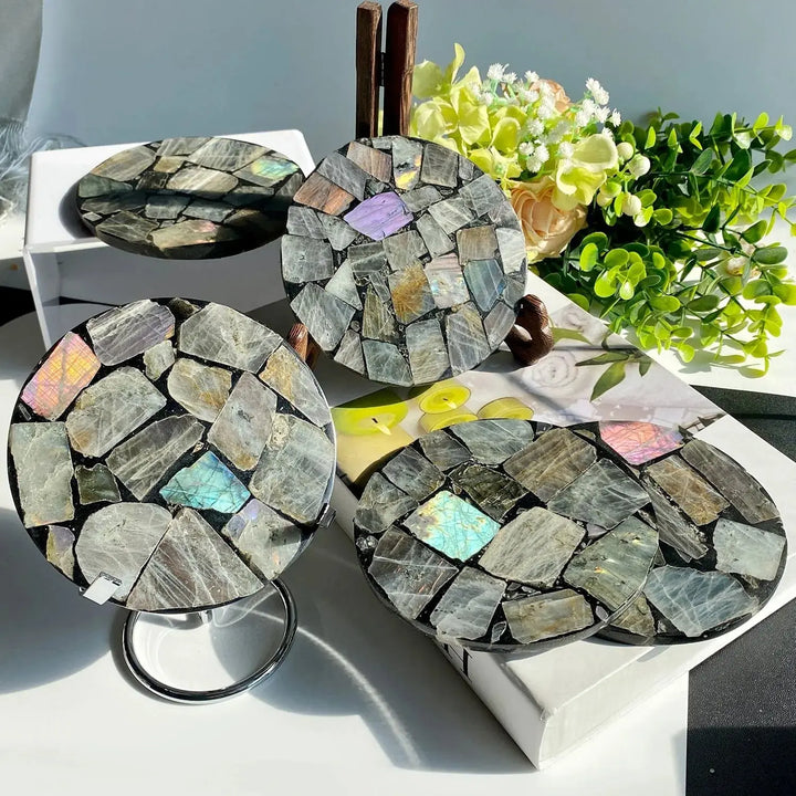 wholesale labradorite disk ornaments original stone mineral specimens spiral plates home decoration gifts - Fairy healing crystal