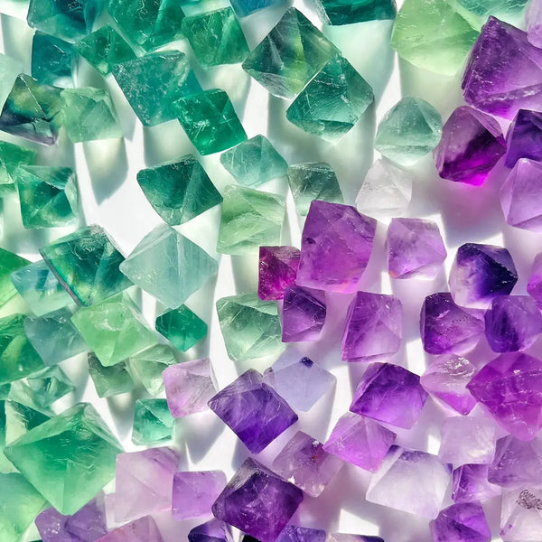 Wholesale high quality natural crystal green/purple fluorite octahedron crafts for home decoration - Fairy healing crystal