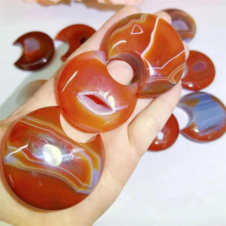 wholesale polishing high quality crystal carving crafts red sardonyx agate moon for sale gifts - Fairy healing crystal