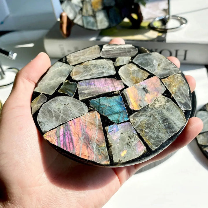 wholesale labradorite disk ornaments original stone mineral specimens spiral plates home decoration gifts - Fairy healing crystal