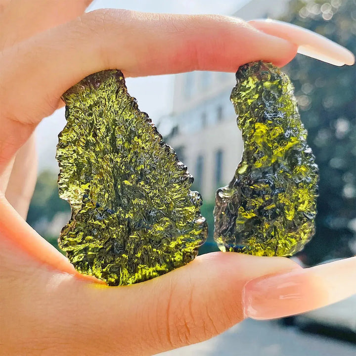 Wholesale Natural Crystal Crafts Green Rough Czech meteorite For Decoration & Jewlery Making - Fairy healing crystal