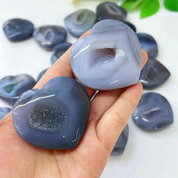 High Quality Crystal crafts druzy Cluster Polishing natural Product agate heart Carving Crafts For gifts ornament