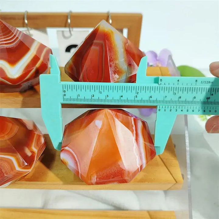 Crystal Crafts Meditation Gemstone Fengshui Natural Stone Red Sardonyx Agate Diamond Carving Crafts For Decoration Gifts - Fairy healing crystal