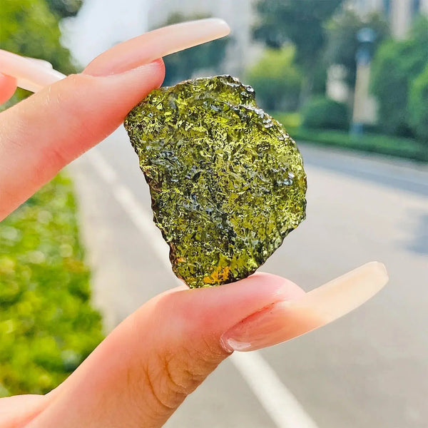 Wholesale Natural Crystal Crafts Green Rough Czech meteorite For Decoration & Jewlery Making - Fairy healing crystal