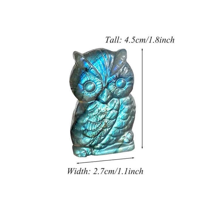 New arrivals high quality crystal crafts natural blue flash labradorite carving owl for gifts - Fairy healing crystal