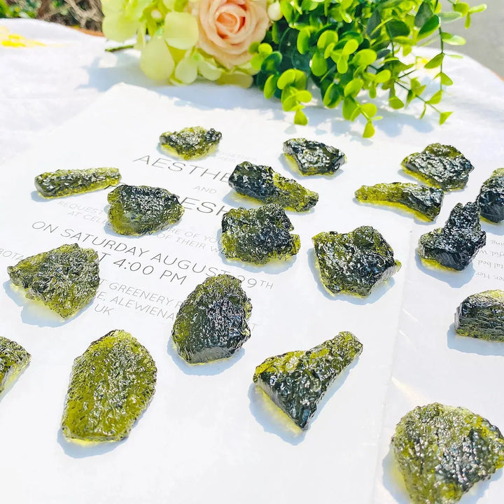 Wholesale Natural Crystal Crafts Green Rough Czech meteorite For Decoration & Jewlery Making - Fairy healing crystal