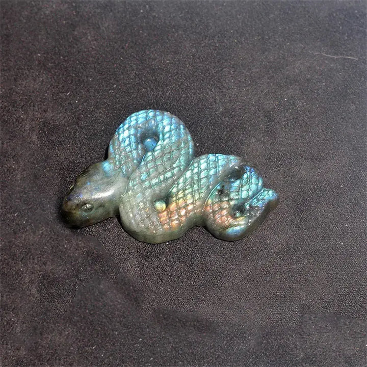 New arrivals high quality crystal crafts natural blue flash labradorite snake carving for gifts - Fairy healing crystal