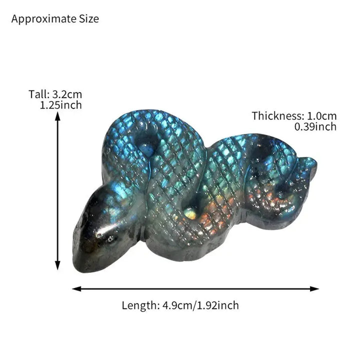 New arrivals high quality crystal crafts natural blue flash labradorite snake carving for gifts - Fairy healing crystal