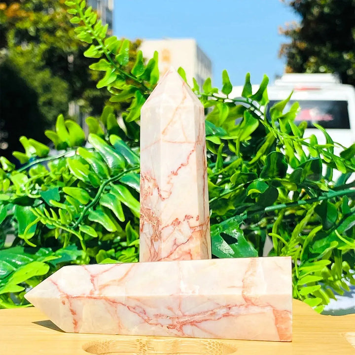 Wholesale Natural High Quality Red Network Stone Points Healing Stone Pillar For Home Decoration - Fairy healing crystal