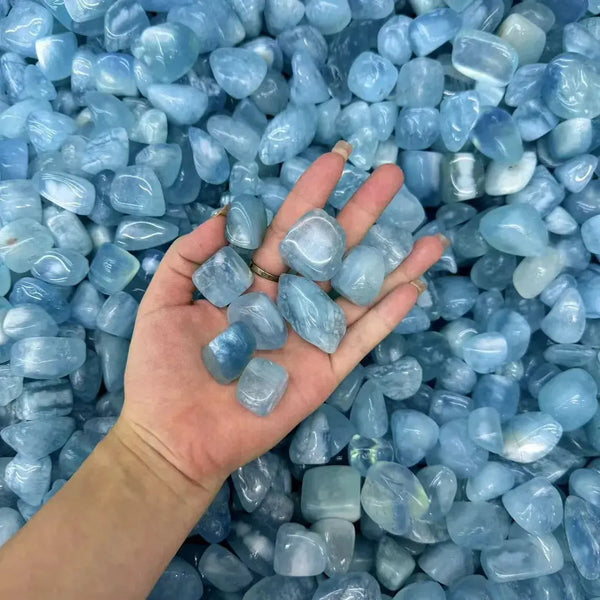 Natural Blue Aquamarine Tumbled Stone