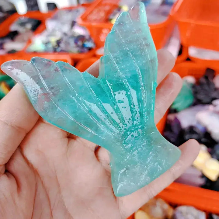 Wholesale Crystals Natural Crystal Crafts Quartz Whale Tail crystals healing stones Handmade Products For Home Decoration - Fairy healing crystal