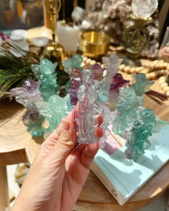 New Arrival Wholesale Crystals Natural Crystal Crafts Quartz Rainbow Fluorite Angel Baby Crystals Healing Stones Handmade Products For Home Decoration - Fairy healing crystal