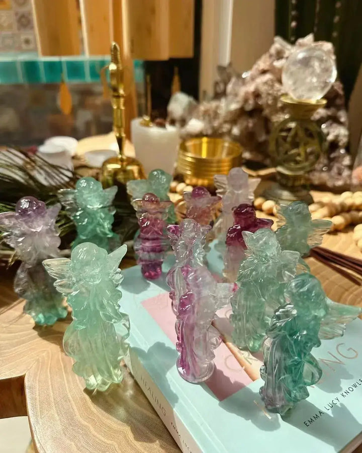 New Arrival Wholesale Crystals Natural Crystal Crafts Quartz Rainbow Fluorite Angel Baby Crystals Healing Stones Handmade Products For Home Decoration - Fairy healing crystal