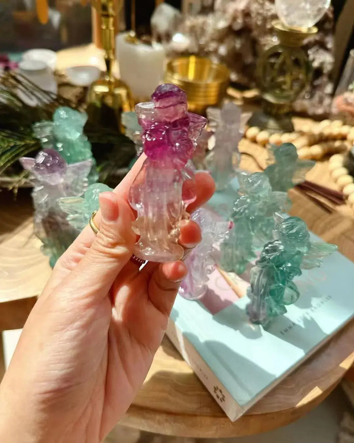 New Arrival Wholesale Crystals Natural Crystal Crafts Quartz Rainbow Fluorite Angel Baby Crystals Healing Stones Handmade Products For Home Decoration - Fairy healing crystal