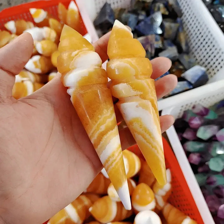 Reiki Energy Natural Crystal Yellow Calcite Ice Cream Carving Crafts Crystal Healing Stone For Christmas Gifts - Fairy healing crystal