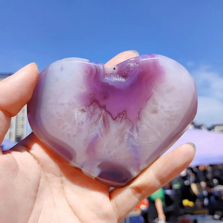 Reiki Energy Natural Quartz Cluster Pink Agate Geode Heart Carving Crafts Crystal Healing Stone For Christmas Gifts - Fairy healing crystal