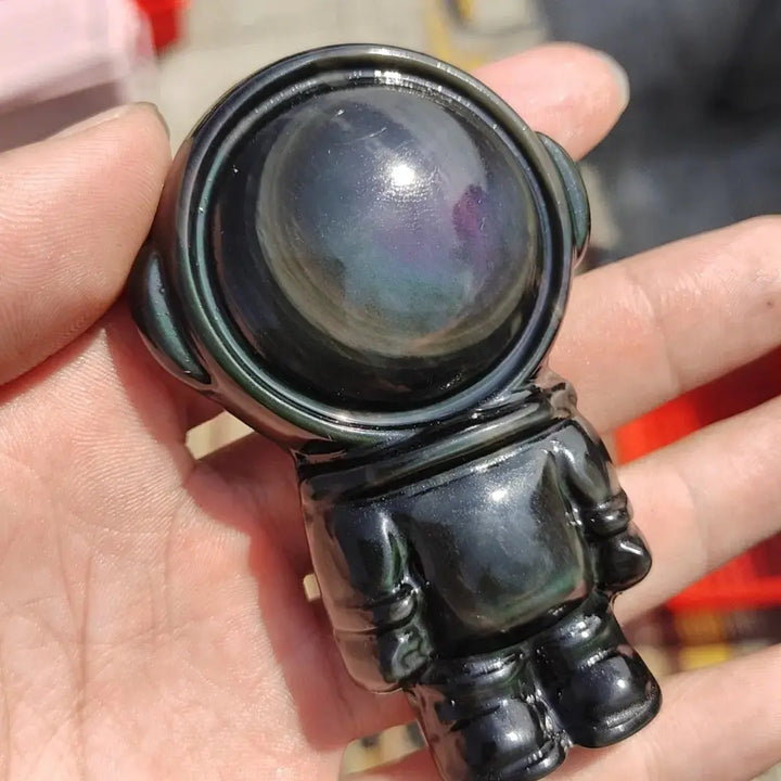 Reiki Energy Natural Quartz Rainbow Obsidian Astronaut Carving Crafts Crystal Healing Stone For Christmas Gifts - Fairy healing crystal