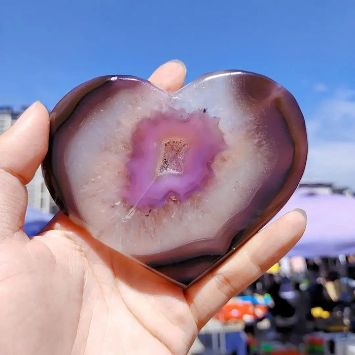 Reiki Energy Natural Quartz Cluster Pink Agate Geode Heart Carving Crafts Crystal Healing Stone For Christmas Gifts - Fairy healing crystal