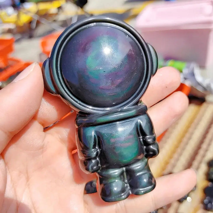 Reiki Energy Natural Quartz Rainbow Obsidian Astronaut Carving Crafts Crystal Healing Stone For Christmas Gifts - Fairy healing crystal