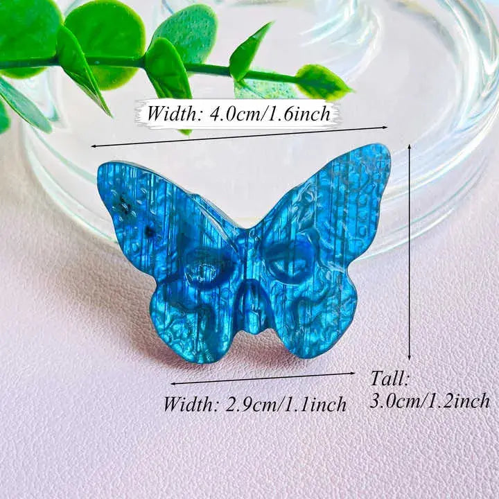 wholesale Natural Healing Crystal Exquisite Packaging Labradorite Skeleton Face Butterfly Craving  Crafts - Fairy healing crystal