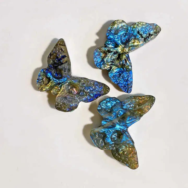 wholesale Natural Healing Crystal Exquisite Packaging Labradorite Skeleton Face Butterfly Craving  Crafts - Fairy healing crystal