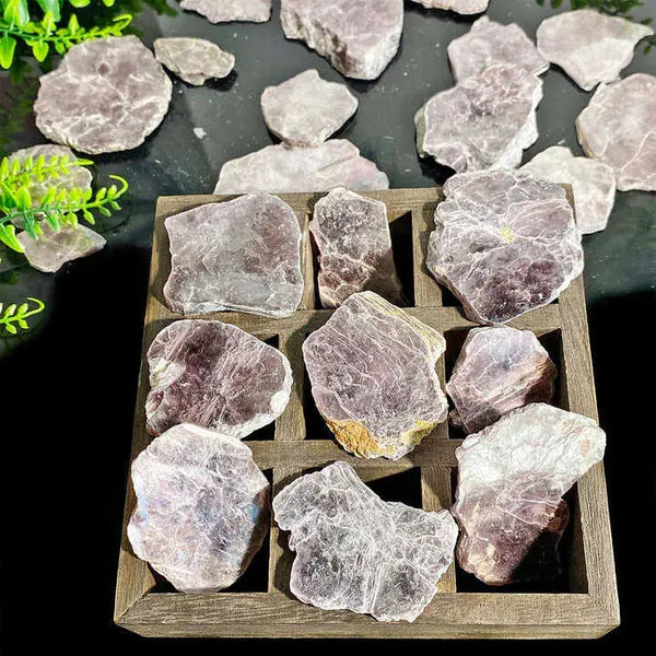 Bulk Wholesale High Quality Raw Crystals Minerals Healing Stones Natural Purple Rough Lepidolite Slices Stone For Sale