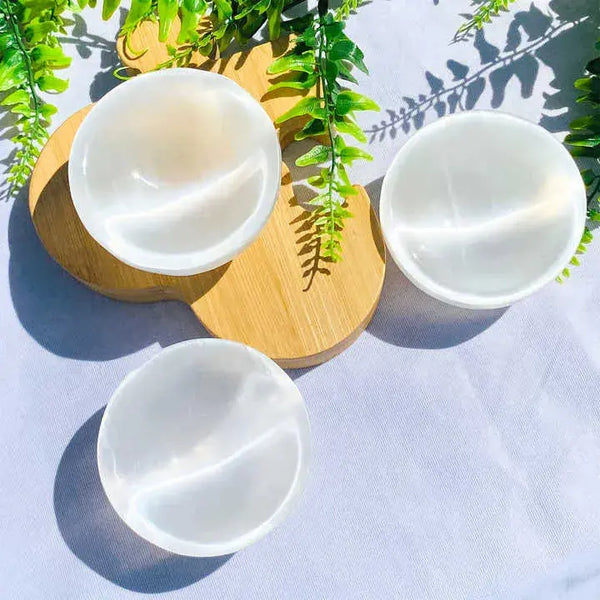 Natural Selenite Bowls Carving Crafts